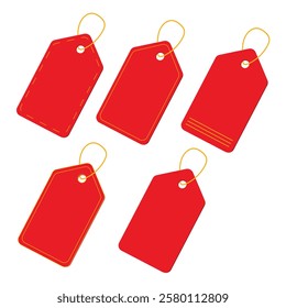 Red Price Tag Vector Set