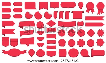 Red price tags collection, labels and ribbons, sale banners, vector eps10 illustration