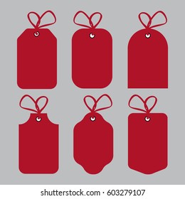 Red Price tags and gift cards set. Label paper, sale design eps10