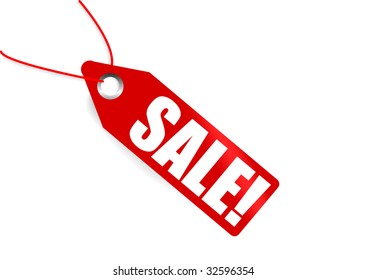 Red pricetag showing sale; clip-art
