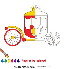 The Red Princess Chariot with Gold Crown. Dot to dot educational game for kids, color the colorless half of picture.