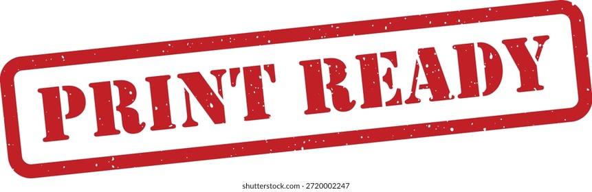 Red print ready stamp on white background