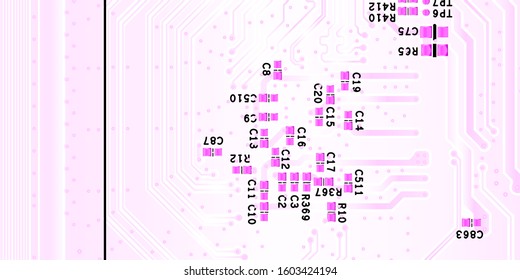 Red printed circuit board (PCB) with no components fit (Macro)