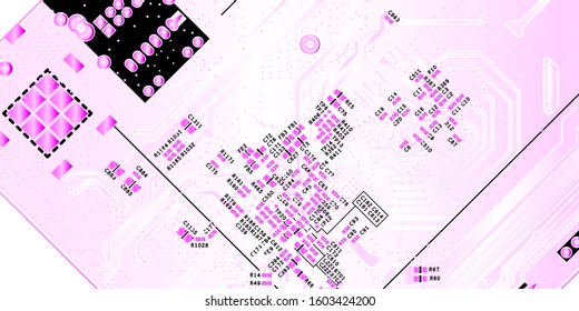 Red printed circuit board (PCB) with no components fit (Macro)