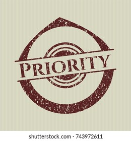 Red Priority distress grunge style stamp