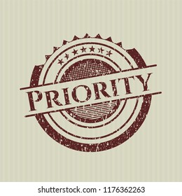 Red Priority distressed grunge style stamp