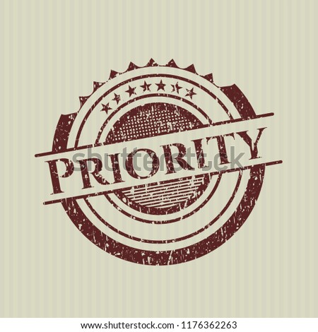 Red Priority distressed grunge style stamp