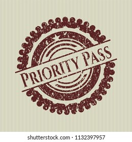 Red Priority Pass distressed grunge stamp
