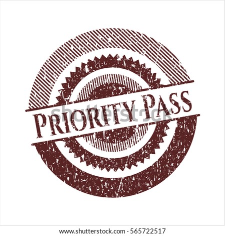 Red Priority Pass distressed grunge stamp