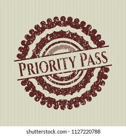 Red Priority Pass Grunge Seal