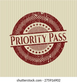 Red priority pass rubber stamp