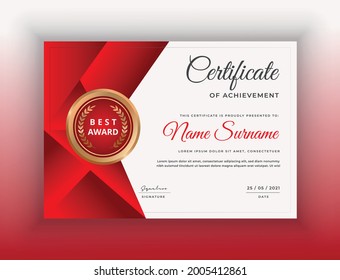 Red Prism Shape Gradient Color Certificate Stock Vector (royalty Free 