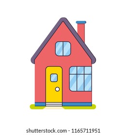 Red private house isolated
