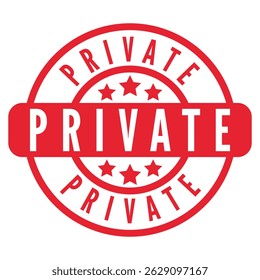 Red Private isolated stamp, sticker, sign with Stars vector illustration