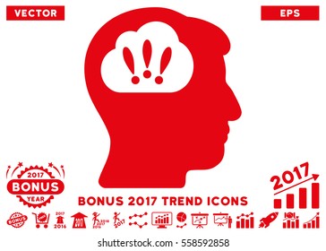 Red Problem Brainstorm pictograph with bonus 2017 year trend elements. Vector illustration style is flat iconic symbols, white background.