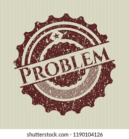 Red Problem distressed rubber seal with grunge texture