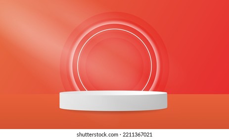 Red Product display with white podium on red  background  , illustration Vector EPS 10
