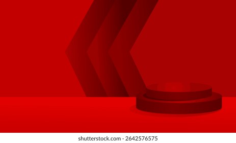 red product mockup scene with abstract background background, template, banner– vector illustration