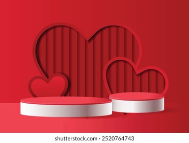 red product podium with l background for promotional display