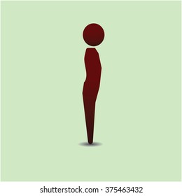 the red profile shows the person in full growth, vector
