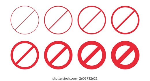 Red prohibited sign with different line weight vector illustration