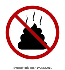 Rojo prohibiendo firmar mierda negra en un fondo blanco, ilustración vectorial