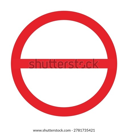 Red Prohibition Circle with Horizontal Bar - Forbidden No Entry Sign Icon Vector Illustration