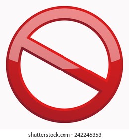 Red Prohibition sign 3D Icon at the white background. Do Not Symbol for your Business Presentation. Vector Isolated illustration