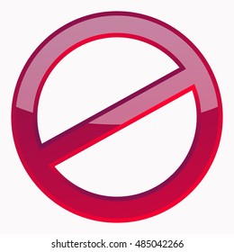 Red Prohibition sign 3D Icon at the white background. Do Not Symbol for your Business Presentation. Vector Isolated illustration