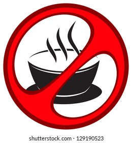 Red prohibition sign. A cup of hot drink crossed out line