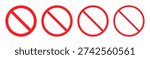 Red Prohibition Sign isolated on a White background vector illustration set