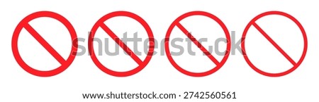 Red Prohibition Sign isolated on a White background vector illustration set