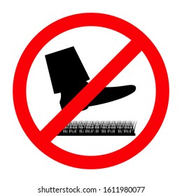 Red prohibition sign on plants do not step on the lawn do not walk, vector