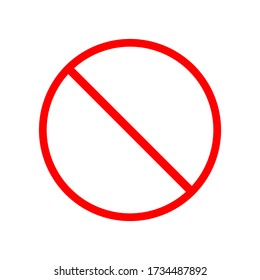 red prohibition sign on white circular plate. not allowed symbol concept isolated on white background. vector illustration