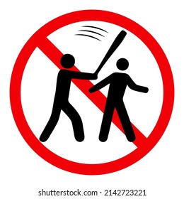 Red prohibition sign on a white background, it is forbidden to hit people, no fight, vector illustration