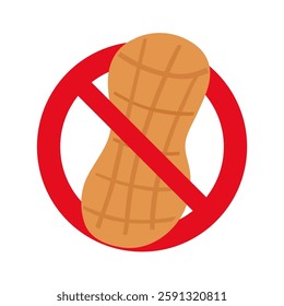 Red prohibition sign. Peanut free. Vector illustration on white background.