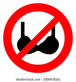 Red prohibition sign.Bra simple sign. Vector.
