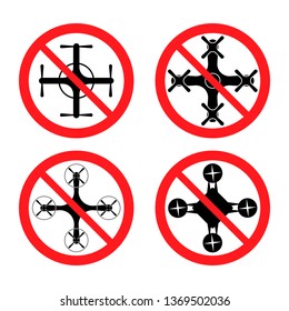 Red prohibition signs,no drones,vector
