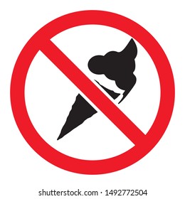 Red Prohibition stop sign, Red circle warning and no entry or access  with symbol, simply vector graphic illustration, isolated on white background with no ice cream
