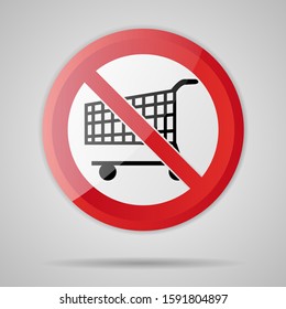 Red Prohibition stop sign, Red circle warning and no entry or access  with symbol, simply vector graphic illustration, isolated on white background with trolley not allowed object
