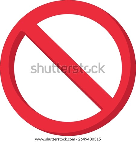 Red prohibition symbol with diagonal slash across a circle, commonly used to indicate restriction or prohibition in signage, designed in a clean and minimal flat style