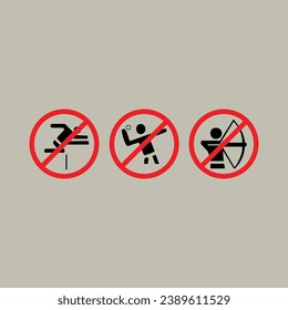 Red prohibition vector icon set. Prohibition or warning sign set.
