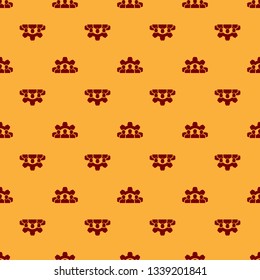 Red Project team base icon isolated seamless pattern on brown background. Business analysis and planning, consulting, team work, project management. Developers. Flat design. Vector Illustration