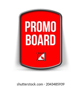 Red Promo Board, or Button with Shadow Effect Isolated on a White Background. Template with Text - Promo Board. Good for Your Websites, Blogs, or Applications