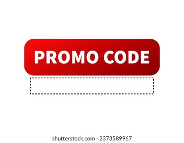 Red promo code with cut out frame. Sticker coupon with break line for business discount and retail for cutting and marketing vector offers