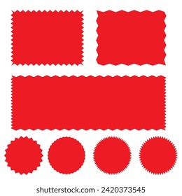 Red promo seal pricetag vector sticker stamp. Callout flash red star tag icon sale promotion round shape icon.eps10