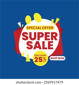 Red promotion sale banner vector