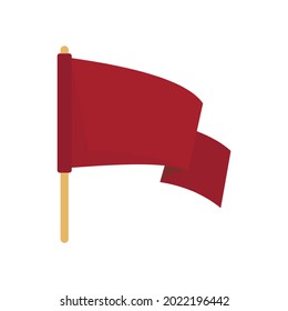 Red protest flag icon. Flat illustration of red protest flag vector icon isolated on white background