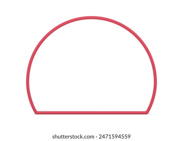 Red protractor geometric shape framework edge premium mathematical 3d element design realistic vector illustration. Semicircle minimalist math border frame basic construction decor