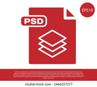 Red PSD file document. Download psd button icon isolated on white background. PSD file symbol.  Vector Illustration